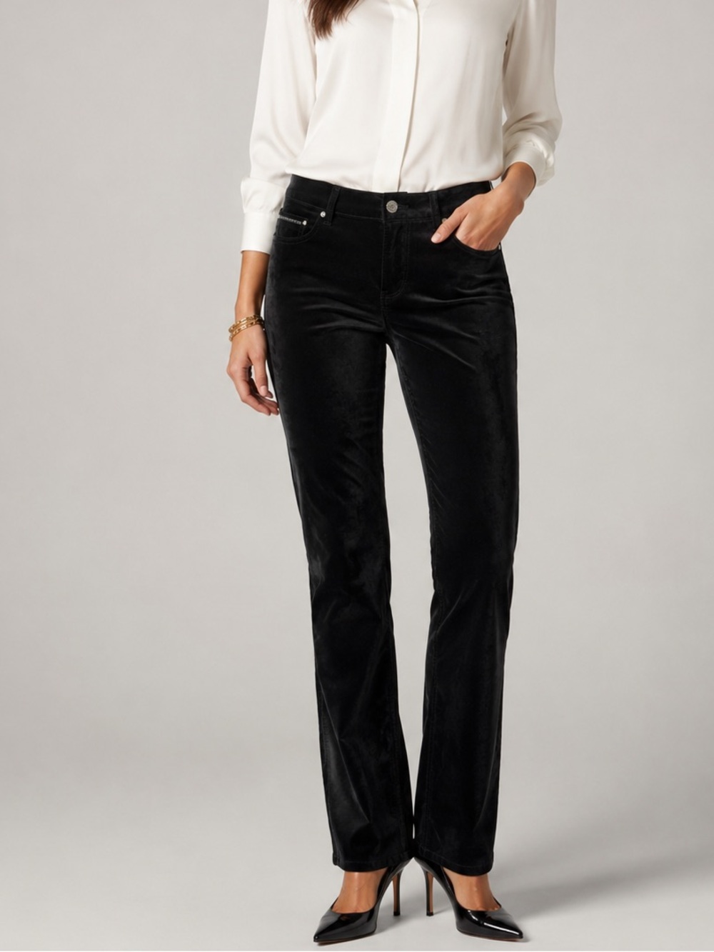 White House Black Market Black Rhinestone Embellished Slim Leg Pant